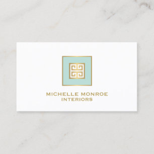 Modern grekiska Nyckel Designer Logotyp Guld/Mint Visitkort