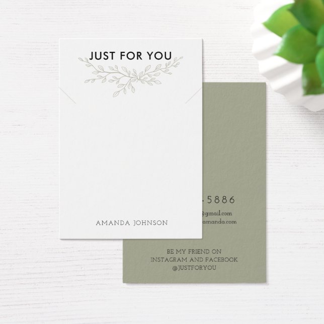 Modern Gren Earthy Necklace Visning Card Visitkort (Skivbord)