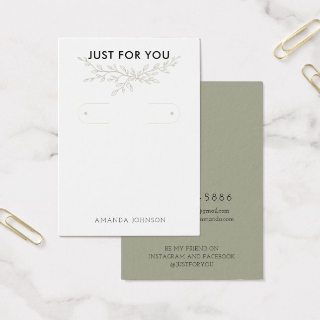 Modern Gren Earthy Ring Earring Visning Card Visitkort (Kontor)