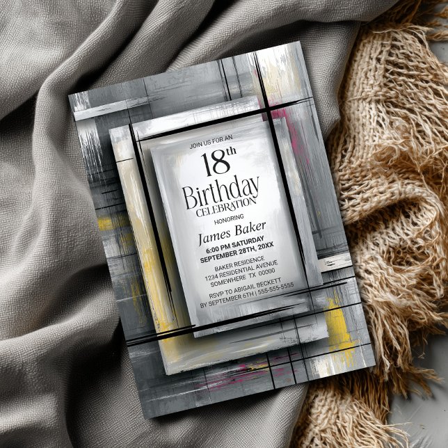 Modern Grey 18th Birthday Party Inbjudningar (Skapare uppladdad)
