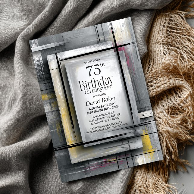 Modern Grey 75th Birthday Party Inbjudningar (Skapare uppladdad)