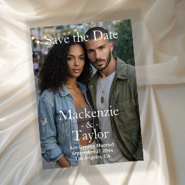 Modern Grey and White Photo Save the Date Inbjudningar