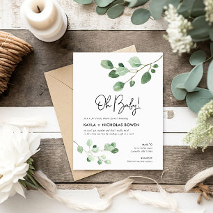 Modern Grey Baby Shower by Mail-inbjudan Helg Vykort