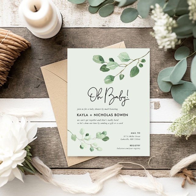Modern Grey Baby Shower by Mail-inbjudan Helg Vykort (Skapare uppladdad)