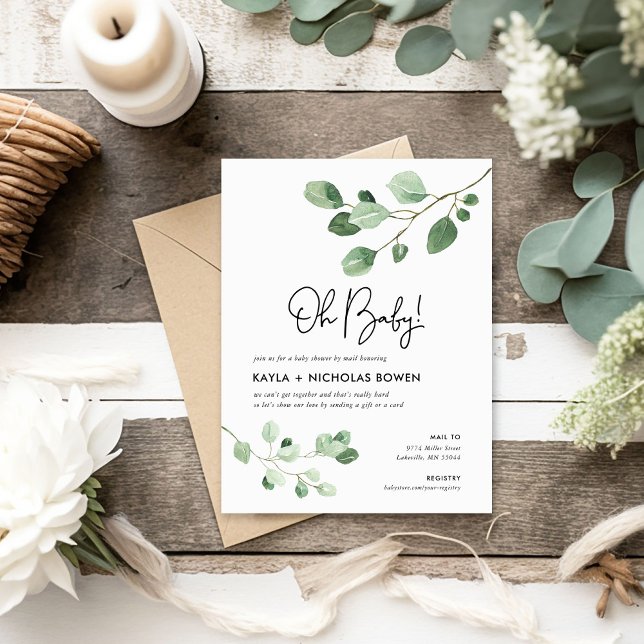 Modern Grey Baby Shower by Mail-inbjudan Helg Vykort (Skapare uppladdad)