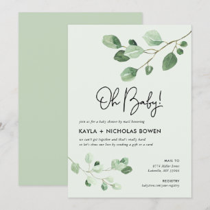 Modern grey Baby Shower by Mail Inbjudningar