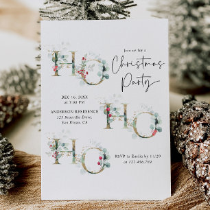 Modern Grey & Berries Ho Ho God Jul Party Inbjudningar
