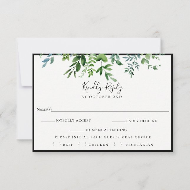 Modern Grey Black Bröllop OSA Meal Choal Kort (Framsida)