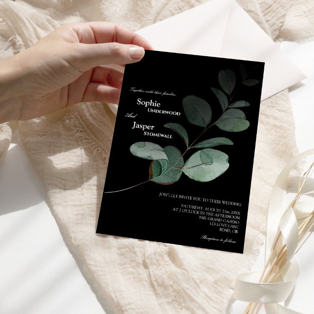 Modern Grey Black Wedding-inbjudan Inbjudningar (Skapare uppladdad)