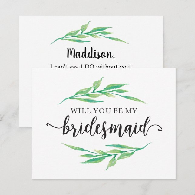 Modern grey, blir du min bridesmaid inbjudningar (Fram/baksida)