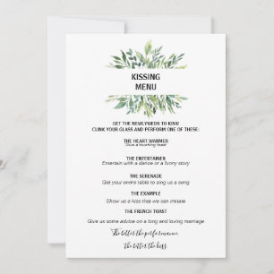Modern Grey Botanical Foliage Kissing Menu
