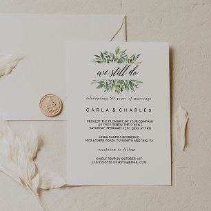 Modern Grey Botanical Foliage Vow Renewal Inbjudningar