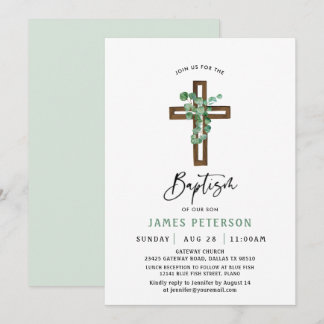 Modern Grey Boy Baptism Firande-inbjudan Inbjudningar