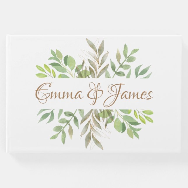 Modern Grey bröllop gäst bokar med initialer. Gästböcker (Framsida)