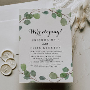 Modern Grey Calligraphy Elopement Recept Inbjudningar