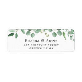 Modern Grey Eucalyptus Botanical Address Label Returadress Etikett