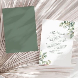 Modern Grey Eucalyptus Bröllop-informationskort Inbjudningar