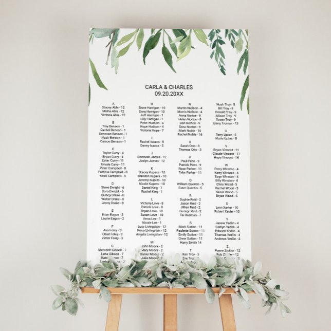 Modern Grey Foliage Alfabetical Seite Diagram Poster (Skapare uppladdad)