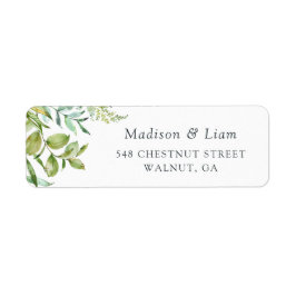 Modern Grey Foliage Löv Botanical Returadress Etikett