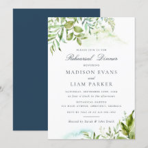 Modern Grey Foliage Löv Rehearsal Dinner