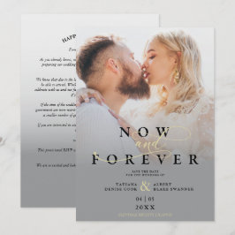Modern Grey Gradient Elegant Photo Script Wedding Spara Datumet