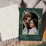 Modern Grey Guld Arch God jul 1 Photo Julkort<br><div class="desc">Den här designen har en modern grön båge med ett känsligt ram glitter guld med en vit ram-kontur med ett enda foto av lodrät. Om du vill göra avancerade ändringar väljer du alternativet "Klicka för att anpassa ytterligare" under "Anpassa den här mallen". Här kan du redigera och lägga till textrutor,...</div>