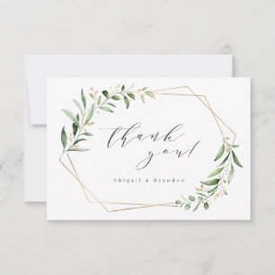 Modern Grey Guld Geometric Rustic Bröllop Tack Kort