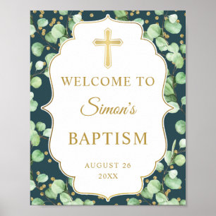 Modern Grey Guld Glitter-baptism Välkomna Poster