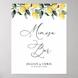 Modern Grey Lemon Blommigt mimosa pub-tecken Poster