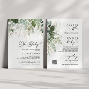 Modern Grey och Guld allt i en babyskabb Inbjudningar