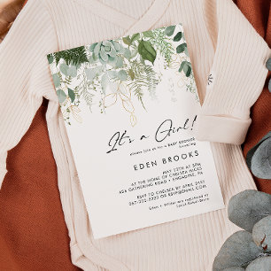 Modern Grey och Guld är en liten babystövel Inbjudningar