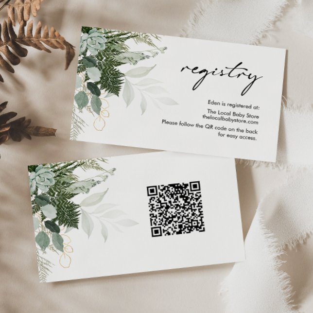 Modern Grey och Guld Baby-registreringskod QR Tilläggskort (Skapare uppladdad)