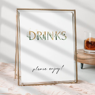 Modern Grey och Guld Baby Shower Drinks Sign Poster