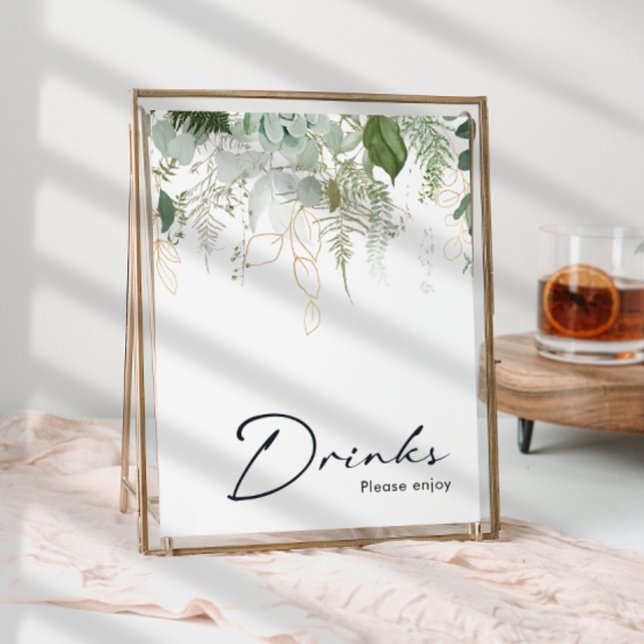 Modern Grey och Guld Baby Shower Drinks Sign Poster (Skapare uppladdad)