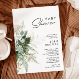 Modern Grey och Guld Baby Shower Inbjudningar