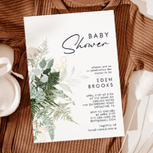 Modern Grey och Guld Baby Shower Inbjudningar