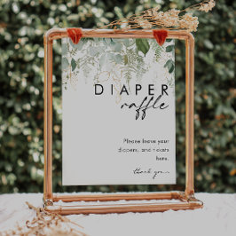 Modern Grey och Guld Diaper Raffle Baby Shower Poster