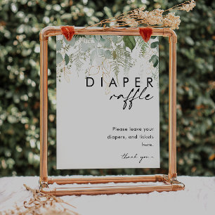 Modern Grey och Guld Diaper Raffle Baby Shower Poster