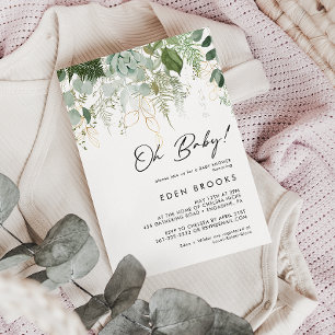 Modern Grey och Guld Oh Baby! Baby Shower Inbjudningar