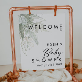 Modern Grey och Guld Welcome Baby Shower Sign Sign Poster