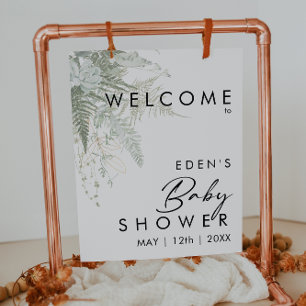 Modern Grey och Guld Welcome Baby Shower Sign Sign Poster