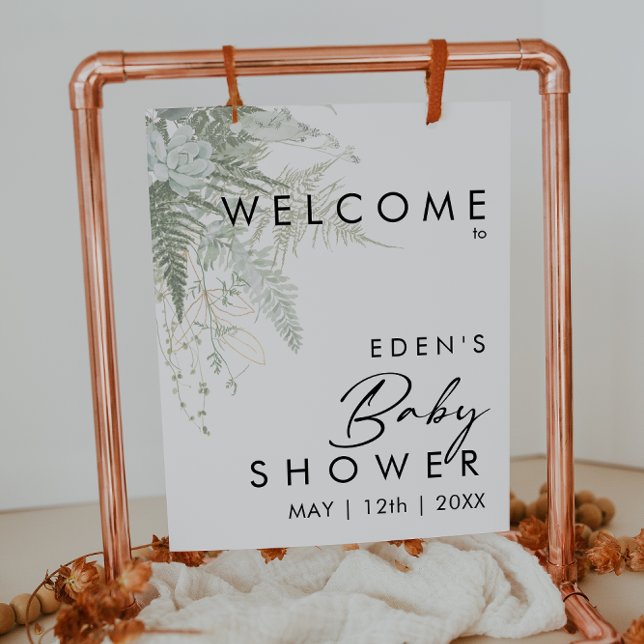 Modern Grey och Guld Welcome Baby Shower Sign Sign Poster (Skapare uppladdad)