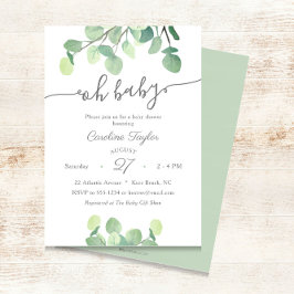 Modern Grey Oh Baby Simple Baby Shower Inbjudningar
