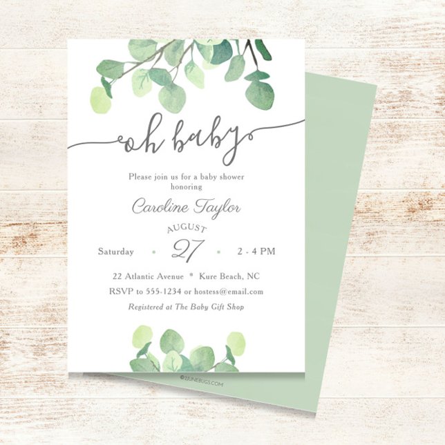 Modern Grey Oh Baby Simple Baby Shower Inbjudningar (Skapare uppladdad)