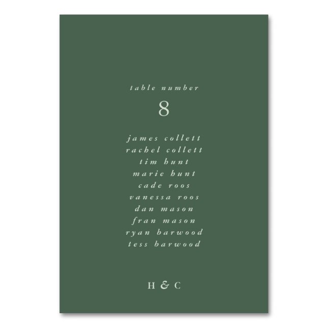 Modern Grey Sage Moss Plain Simple Bröllop Tab Bordsnummer (Baksidan)