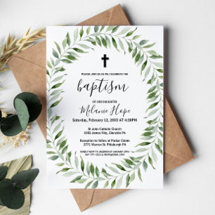 Modern Grey Simple Kor Baptism Inbjudningar