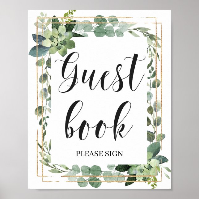 Modern Grey succuly eucalyptus guld Poster (Framsidan)