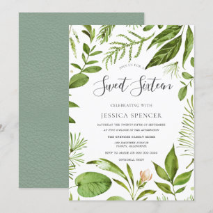 Modern Grey Summer Vår Sweet 16 Inbjudan