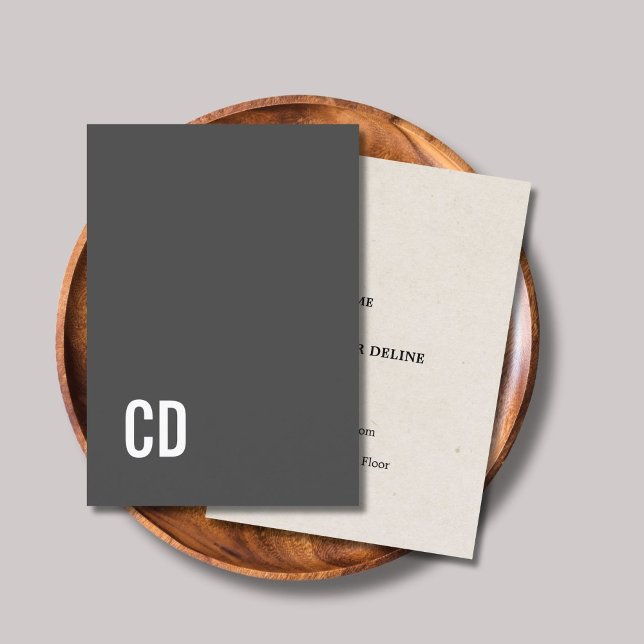 Modern Grey Texture Beige Bold White Monogram Visitkort (Skapare uppladdad)