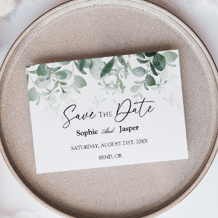 Modern Grey White Flat Save Date Card Spara Datumet